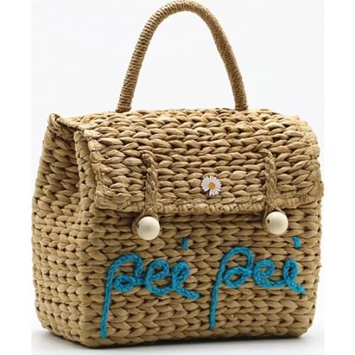 2021 new hand woven bag letter straw bag