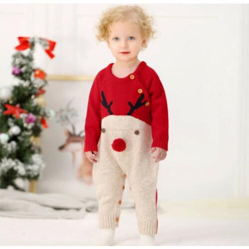 2022 Ma&Baby 0-18M Christmas Baby Clothes Newborn Infant Boy Girl Deer Romper Knitted Warm Jumpsuit Xmas Baby Costumes Clothes