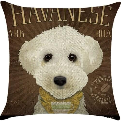 New Funny Pug Dog Printed Pillow Case Cover Square 45cm*45cm Cartoon White Dog Linen Pillowcase Home Decorative