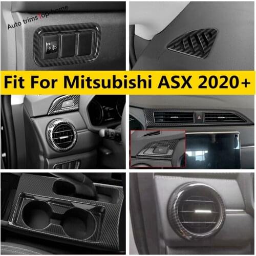 Head Lights Button Shift Gear Panel AC Air Frame Cover Trim ABS Carbon Fiber Interior For Mitsubishi ASX 2020 2021 Accessories