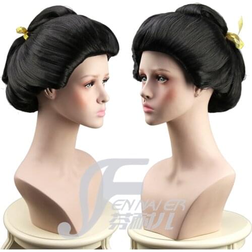 Japanese Geisha Oiran Big Pan Head Wigs Imperial Concubine Cosplay Hair New 2021