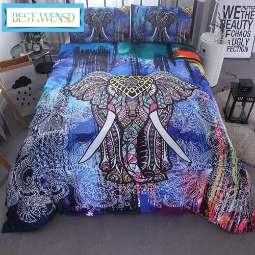 Bedclothes Luxury Bohemia Bedding Plaid Duvet Cover Sets Super King Queen Size 3d Bed Sheet India Elephant Style Bedcover Set