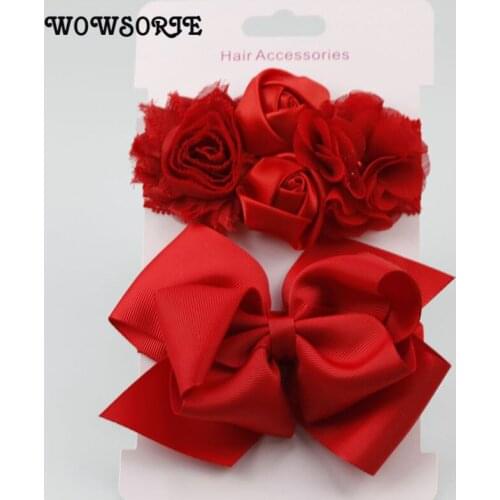 2018 New Children Headbands Accessories Rose Floral Lace Hair Band Elastic Double Bows Headband Cute Girls Headwear Sets