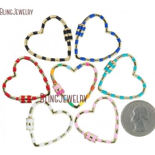 Rainbow Enamel Heart Lock Screw Clasp Lock Carabiner Enamel Lock 29x30mm FC30444