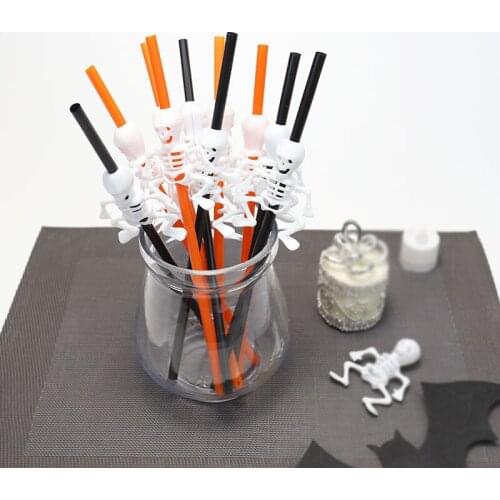 2021 Halloween Party Props Deco Straw 15 Pcs/Set Pumpkin Skull Halloween Decoration Fordable Gifts Halloween House Die