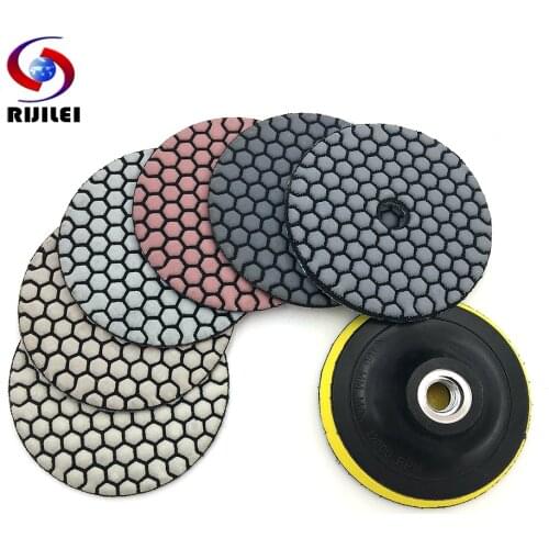RIJILEI 6 Pcs/Set 3"/4" Dry Polishing Pad Sharp Type Flexible Diamond Polishing Pad For Granite Marble Stone Sanding Disc H3