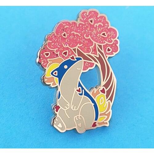 Cute Possum Quilavas Mongoose Sakura Cherry Tree Brooch Pins Enamel Metal Badges Lapel Pin Brooches Fashion Jewelry Accessories