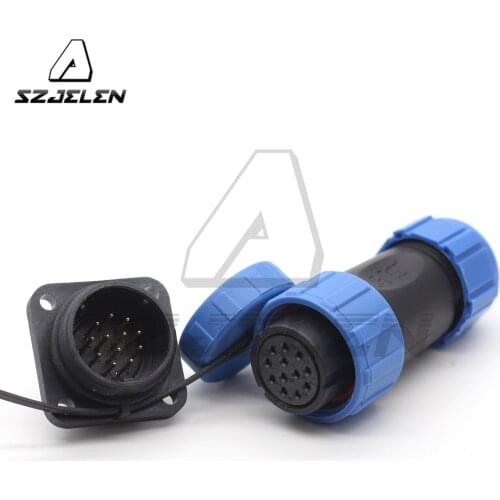 SP21 12 Pin Waterproof Connector Aviation Automotive Square Panel Mount Wire Connectors Male Socket and Female Plug IP68