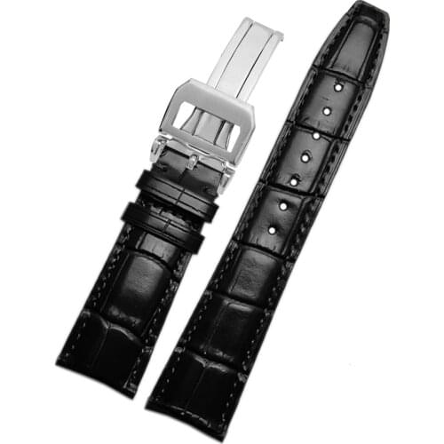 High quality 22mm*18mm genuine leather watchband for I-W371417|500107 wristband black blue brown straps with folding buckle