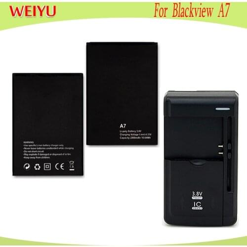 WEIYU 1PCS 3.8V 2800mAh battery For Blackview A7 phone Replacement Batteries Bateria +Universal Charger