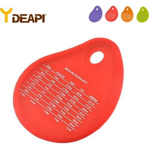 YDEAPI Silicone Cleaning Bowl Scraper With Measurement Pot Pan Silicone Cake Spatula Scraper Conversion Spatula Baking Tool
