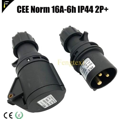 1Set(2PCS) PCE CEE Plug female male 16A CEE Norm 16A-6h IP44 2P+ 3 pin Connector Plug Industrial Socket