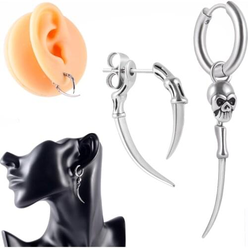 1PC Stainless Steel Ear Tragus Helix Cartilage Ghost head Lobe Ear Studs Ear Clip For Men/Women Punk Earrings Piercing Jewelry