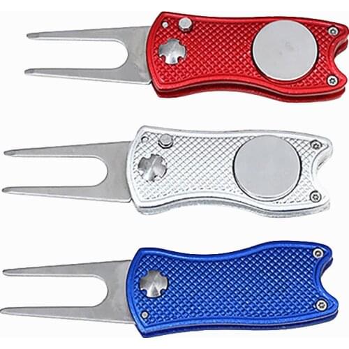 1PC Mini Foldable Golf Divot Tool Marker Pitch Cleaner Golf Pitchfork Golf Accessories Putting Green Fork Golf Ball Tool