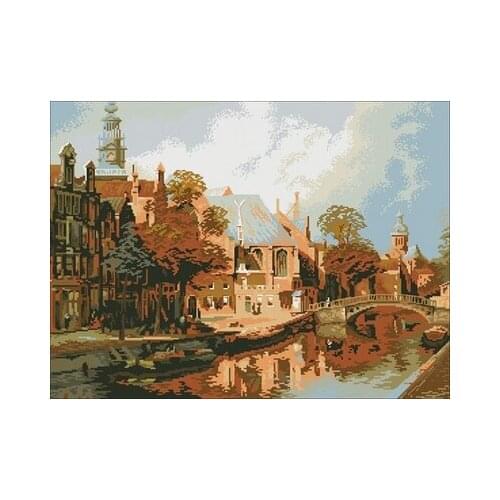 1189 Old church in Amsterdam Counted Cross Stitch Kit Cross stitch RS cotton with cross stitch Magazine money