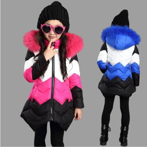 2020 winter Warm Girls down jackets coat long model thick Childrens clothing duck down Outerwear Girl down jacket for -30degree