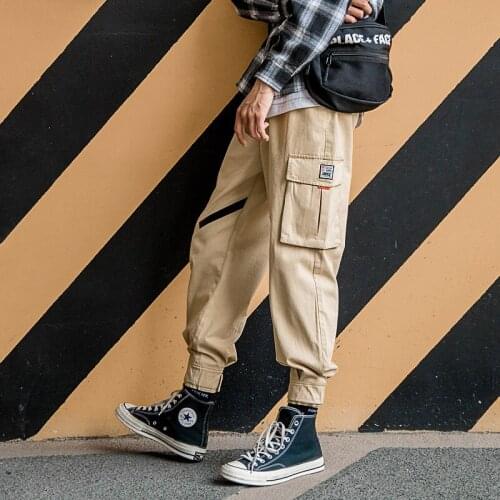 Outdoor 2019 autumn winter Cotton hip hop multi pocket cargo overalls hiking camping teenagers pants men elastic trousers