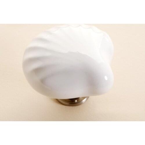 UNILOCKS 6Pcs Furniture Hardware Ceramic Modern Shells Kitchen Handle Drawer Knobs(Diameter:47mm)