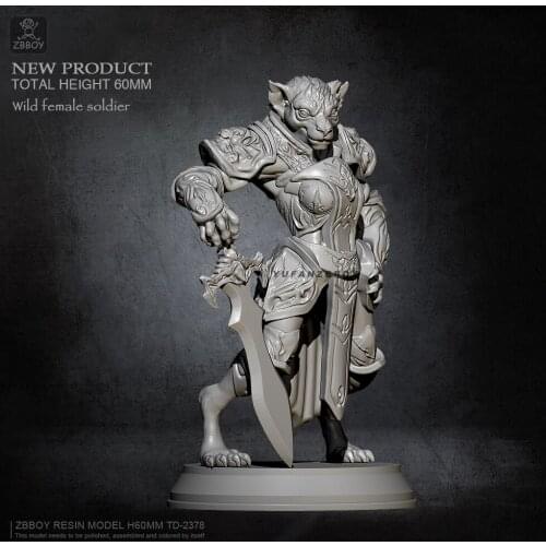 60mm Resin model kits Lioness Warrior figure self-assembled TD-2393