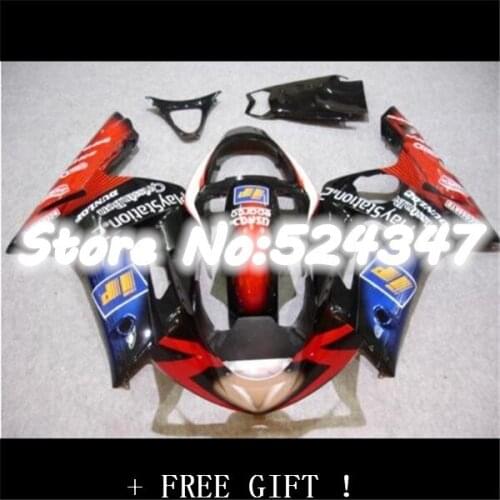 B Injection ABS Fairing for Kawasaki Kit 2003 2004 03 04 ZX6R 636 ZX-6R Play Station 2 Cowling Black Red
