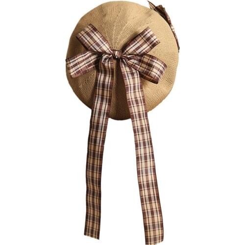 Lolita Beret for Summer Breathable Plaid Big Bow Fashion Hat