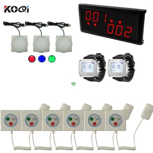 Wireless Nurse Call System 433mhz with LCD receiver display Watch pager Corridor light Push button for Nurse Patient Elderly