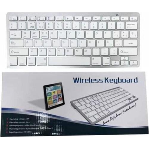PC Bluetooth Keyboard 2.4G Wireless Slim Chocolate Keyboard Computer Fit For iPad Mac Macbook Android Windows System Silver F