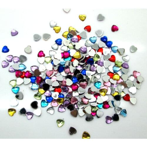 1000Pcs Mixed Heart Acrylic Decoration Crafts Beads Flatback Cabochon Scrapbook DIY For Clothes Embellishments Accessories