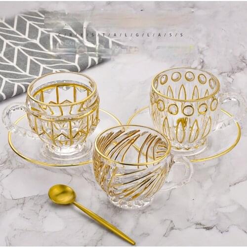 Light luxury crystal glass teacup with transparent exquisite coffee cup, tea cup and afternoon teacup
