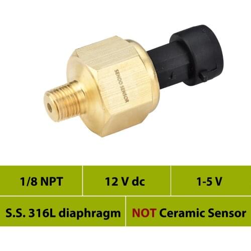 Pressure transmitter, 0 to 10 bar, 12, 16, 25bar, 4 mpa, 30, 50psi, 75 psi gauge, 0 100psi, 1 8 NPT, 12V, 24V dc, 1 5V output