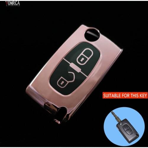 For Peugeot 107 207 307 308 407 607 S For Citroen C2 C3 C4 C5 C6 Car Cover TPU Folding Style Remote Control Key Case Accessories