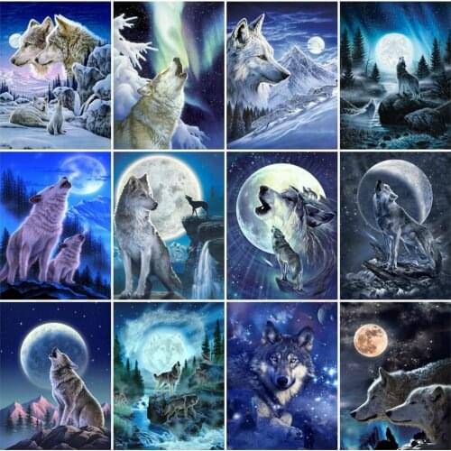 EverShine Diamond Painting Animal Diamond Embroidery Wolf Picture Of Rhinestones Winter Beaded DIY New Arrival Handicraft