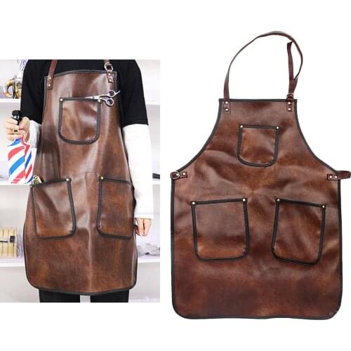 Cross-Back PU Leather Barber Apron Professional Grade Chef Apron Salon Apron Hairdresser Aprons Hairdress Gown Cape