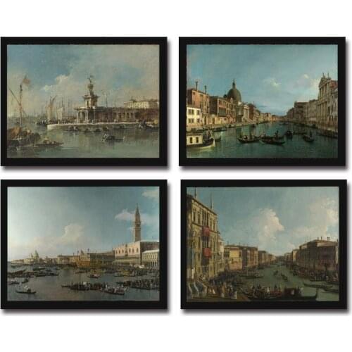 Cotton no frame classical Venice boat sea scenery canvas printings oil painting printed on cotton wall art decoration picture