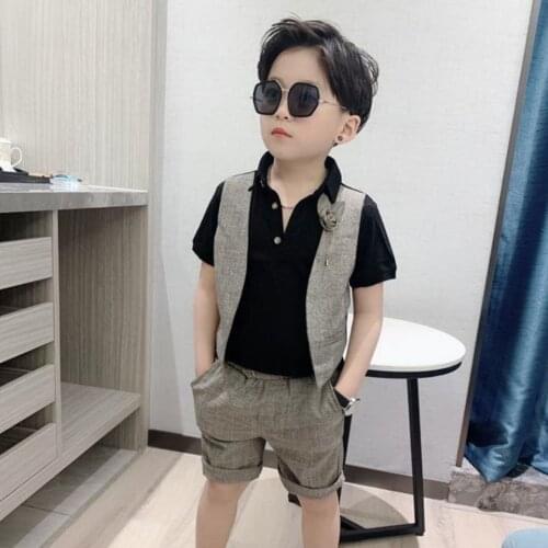 Summer Kids Clothes Boys Set Short Sleeve T-shirt+Short Pieces 2Pcs Set Fashion Handsome Baby Boy Clothing Outfit For 2T-10Yrs