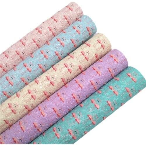 LEOsyntheticoDIY Pastel Colors Flamingo Chunky Glitter Faux Fabric Leather Sheets Felt Backing for Bows Earrings DIY R177A