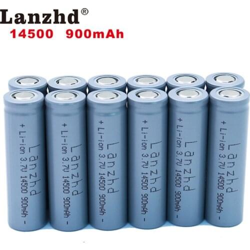 12PCS 14500 battery 3.7V 900mAh Lithium Rechargeable Li-ion Battery for LED Flashlight Battery accumulator battery real capacity