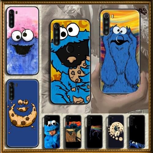 Cartoon Cookie monster Phone case For Xiaomi Redmi Note 7 7A 8 8T 9 9A 9S 10 K30 Pro Ultra black trend prime silicone shell