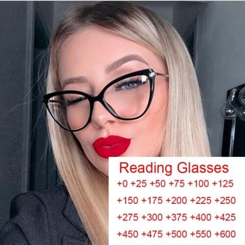 Fashion Blue Light Blocking Presbyopia Glasses Frame Women Cat Eye Reading Glasses Ladies 2020 Computer With Diopter +2 +2.5 +5