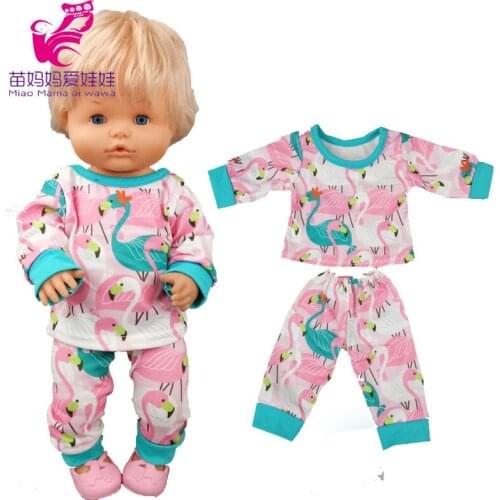 Doll clothes 40cm Nenuco doll pink pajama set Ropa y su Hermanita 17 inch baby doll sister costumes