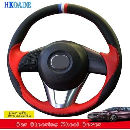 DIY Hand-stitched Comfortable High Quality Leather Car Steering Wheel Cover For Mazda Atenza 2014 CX-5 CX5 Mazda 3 CX-3 2016