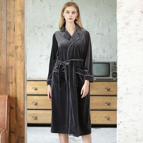 Casual Night Dresses Autumn and winter long-sleeved long pajamas ladies bathrobe hotel home velvet nightgown clothes