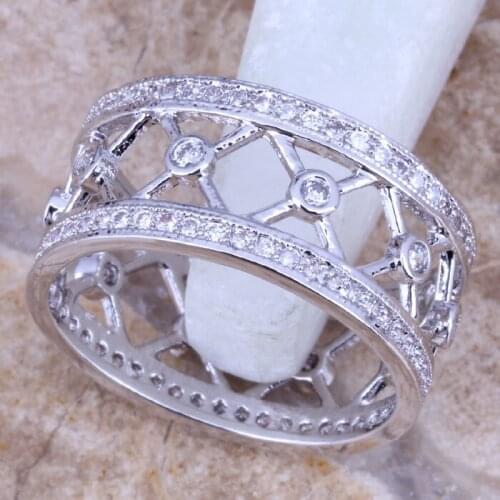 Amazing White CZ Silver Plated Jewelry Ring Size 6 / 7 / 8 / 9 R0502
