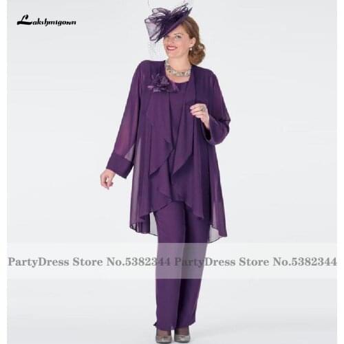 Lakshmigown Plus Size Pant Suits Mother Of The Bride Dresses for Weddings 2020 Abendkleider Godmother Formal Evening Party Dress