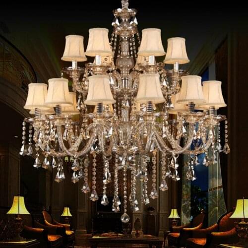 Luxury Villa Hall K9 Crystal Chandelier ceiling fixtures hotel lighting Antique big church chandelier led Staircase hanging lamp