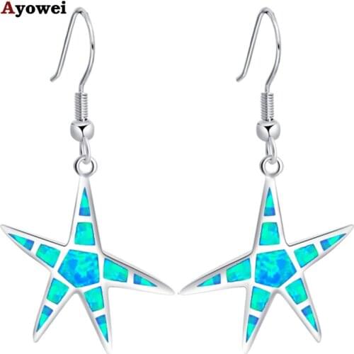 4.05G Blue Fire Opal Silver stamp Drop dinner party Earrings Fashionl Jewelry Opal Jewelry OE158A