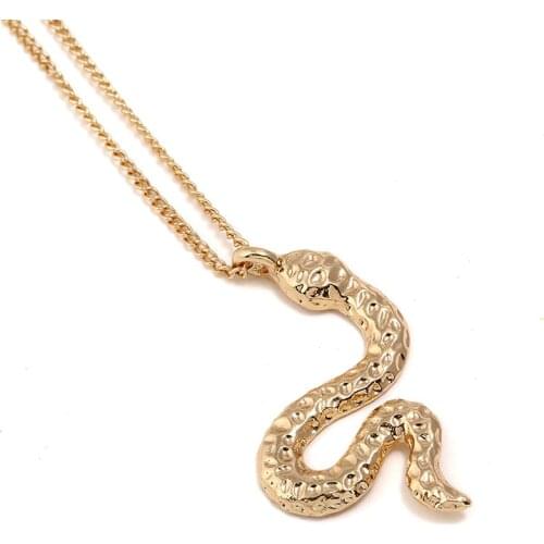 Vintage Snake Metal Animal Pendant Choker Necklaces Charm Golden Serpent Long Chain Sweater Necklace Women Punk Boho Jewelry