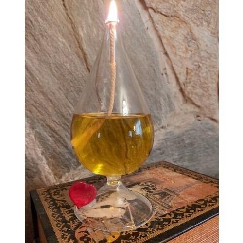 Viyale Store Heart Tulip Glass Oil Lamp