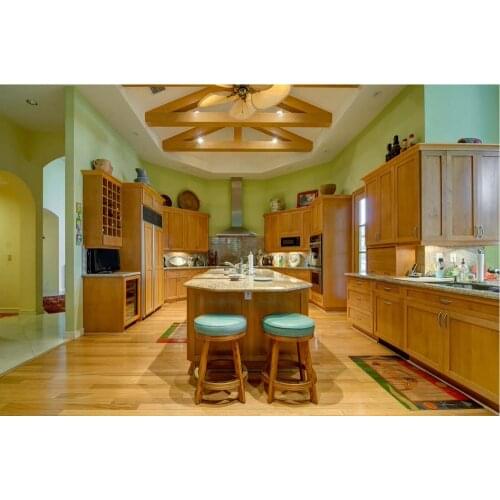 2019 customized made retail solid wood kitchen cabinets discount traditional wooden cabinets with island cabinet S1606149