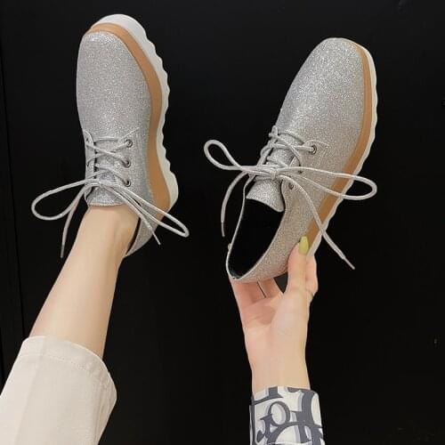 Women Platform Shoes Oxfords Brogue Cotton Fabric Flats Lace Up Shoes Creepers Vintage Gingham Light Soles Casual Shoes m418